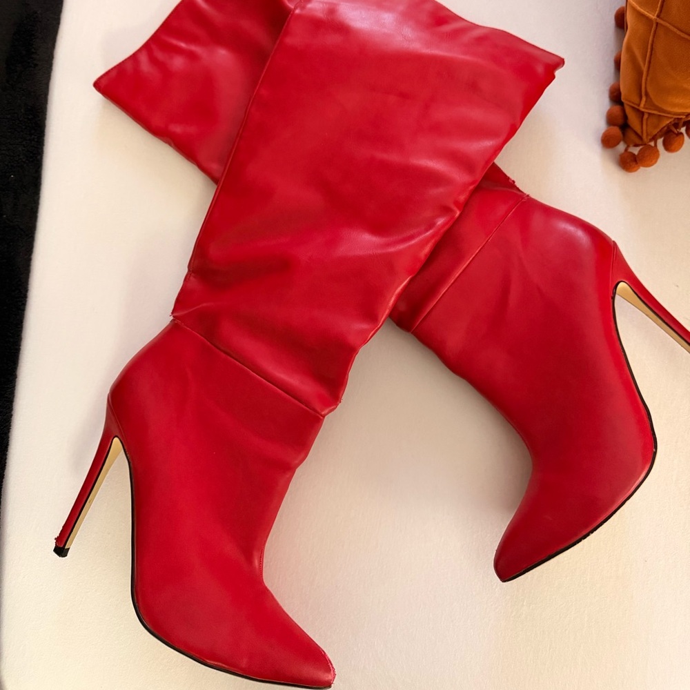 Elegant Red Heeled Boots